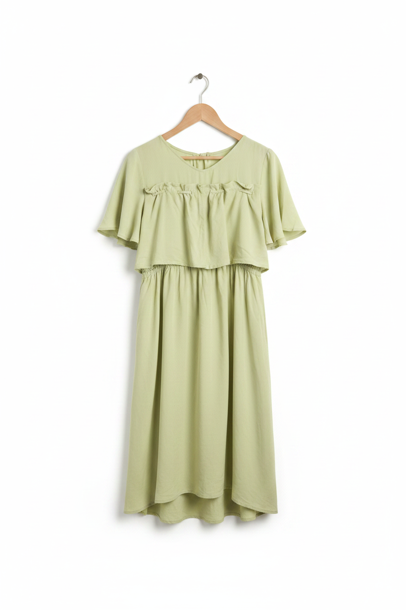 Avocado Green Nursing Dress - Wrinkle Free