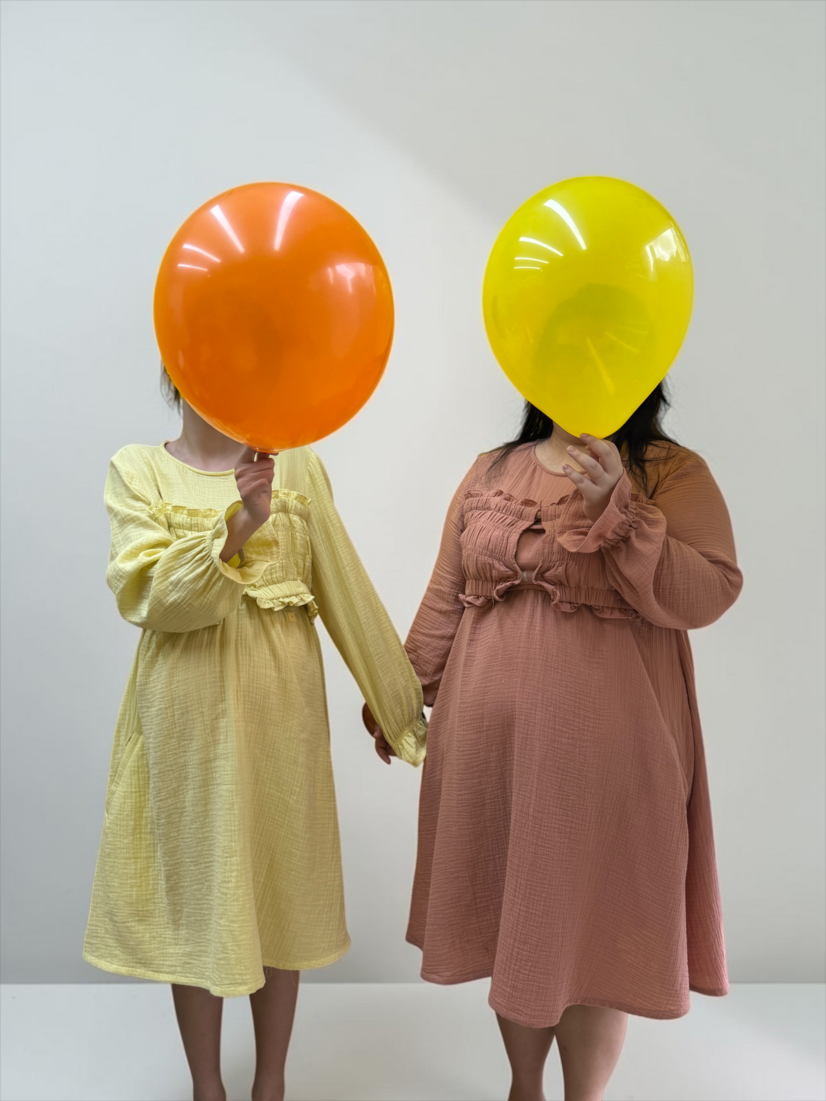 100% Cotton Muslin Long Sleeve Maternity Dress / Made in Hong Kong