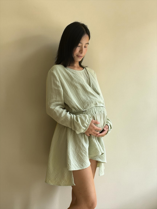 100% Cotton Muslin Long Sleeve Top / Made in Hong Kong