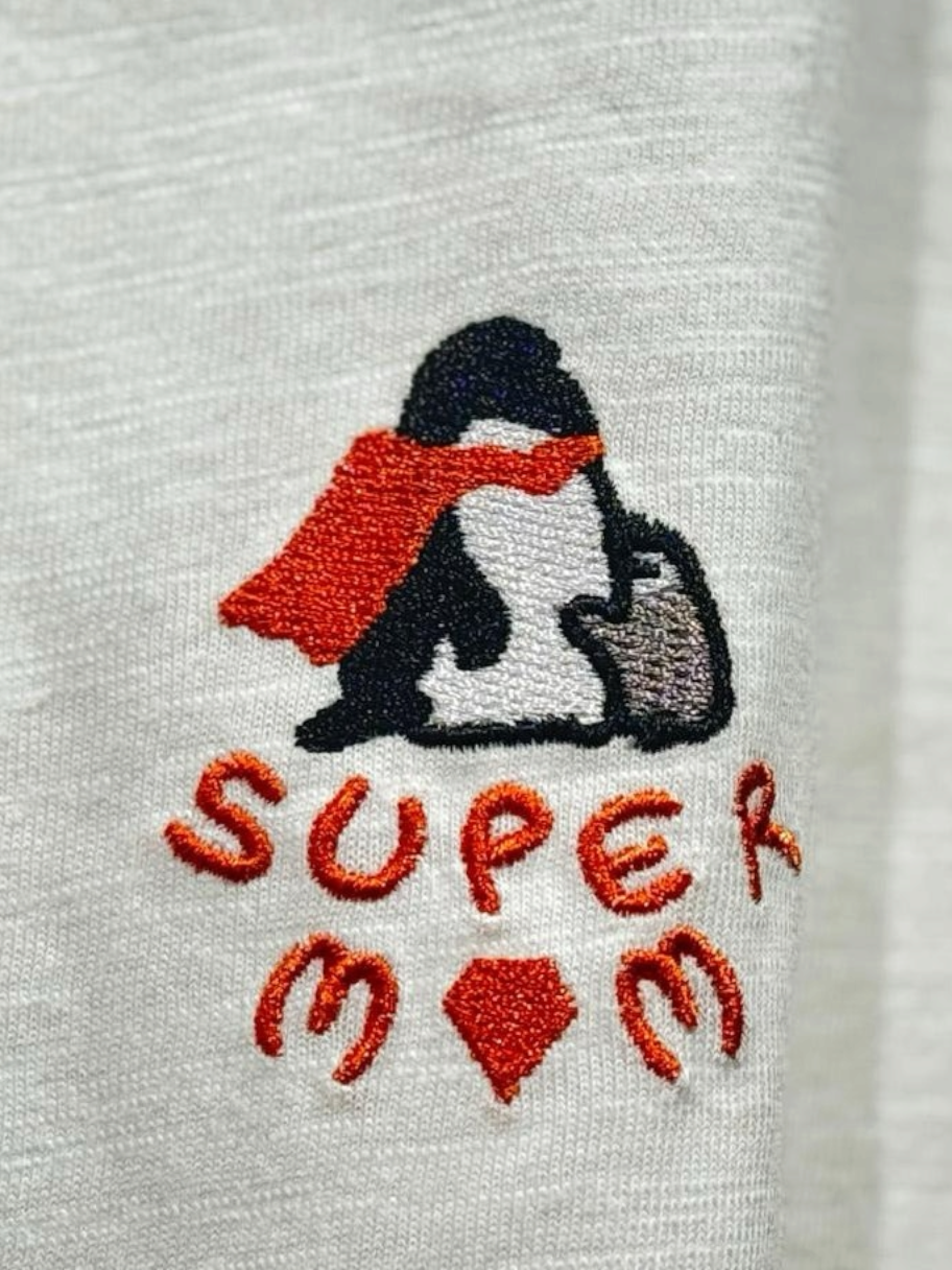 100% Soft Cotton Maternity & Nursing T-Shirt / Penguin Family Embroidery