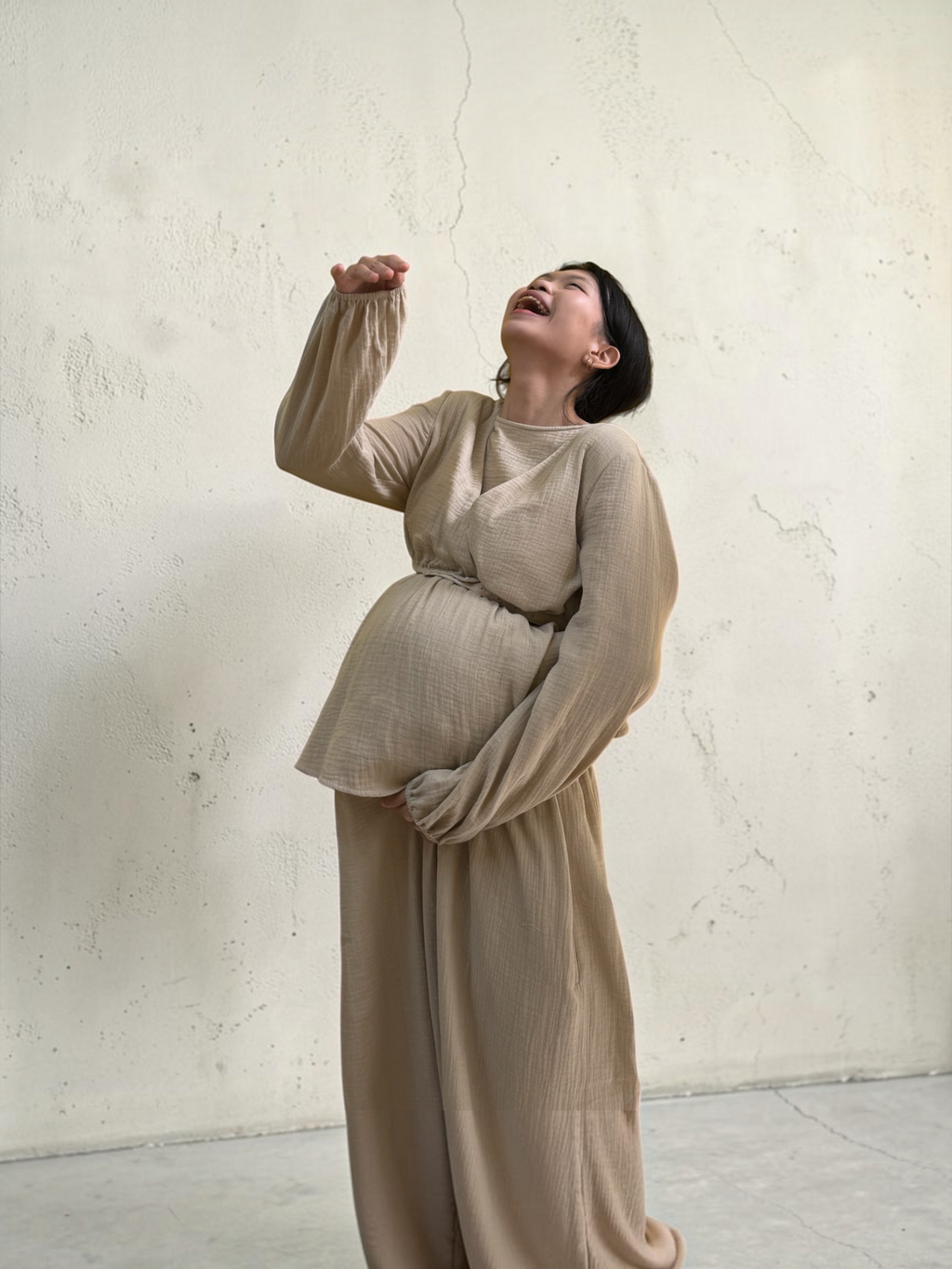 100% Cotton Muslin Long Sleeve Top / Made in Hong Kong