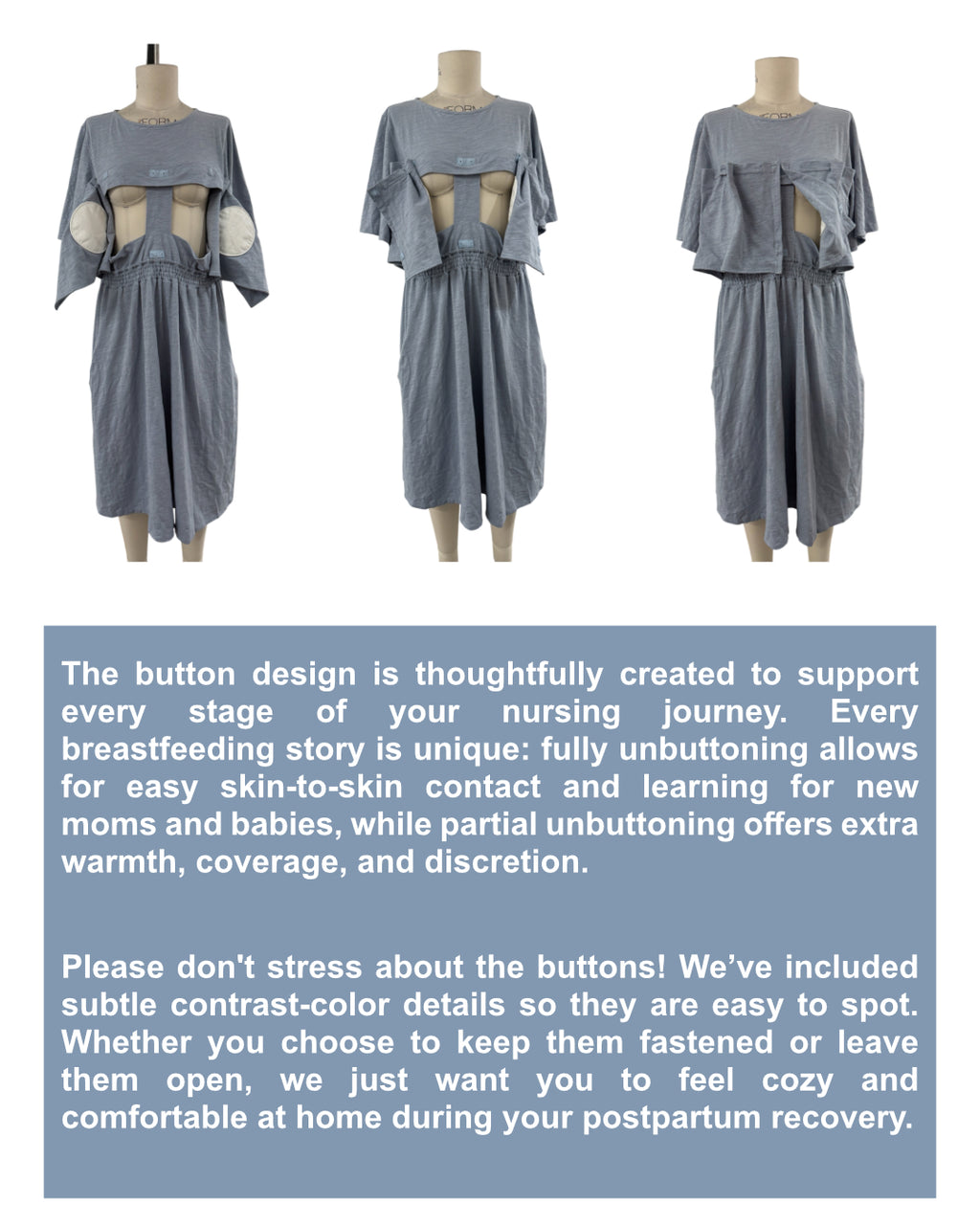 100% Soft Cotton Maternity & Nursing Short Sleeve Dress
