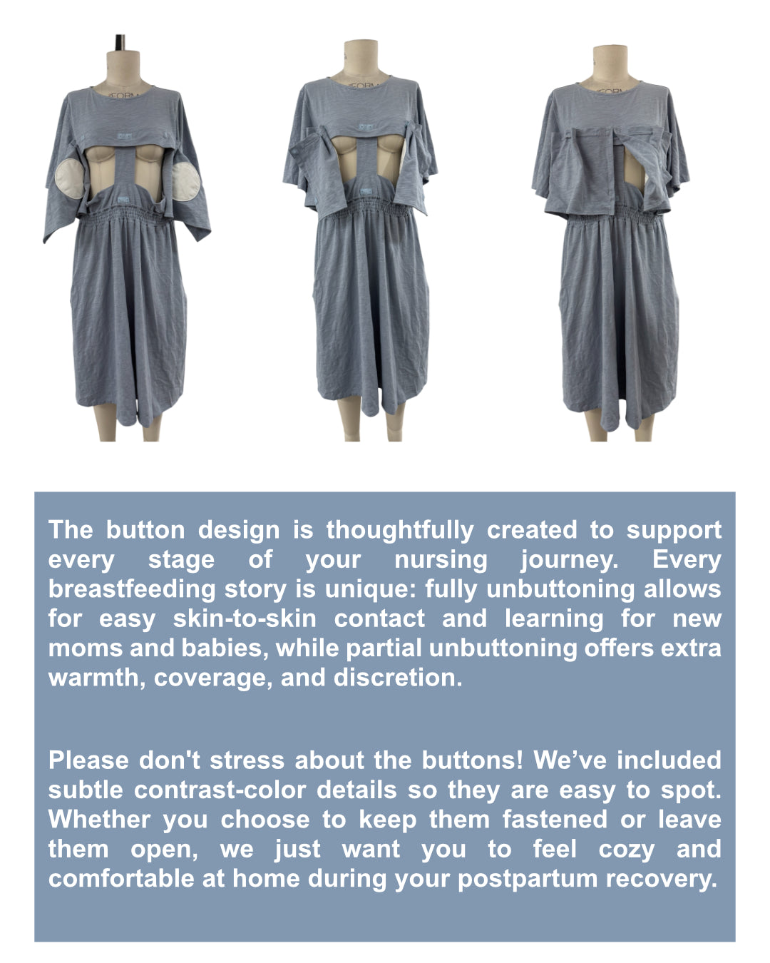 100% Soft Cotton Maternity & Nursing Short Sleeve Dress