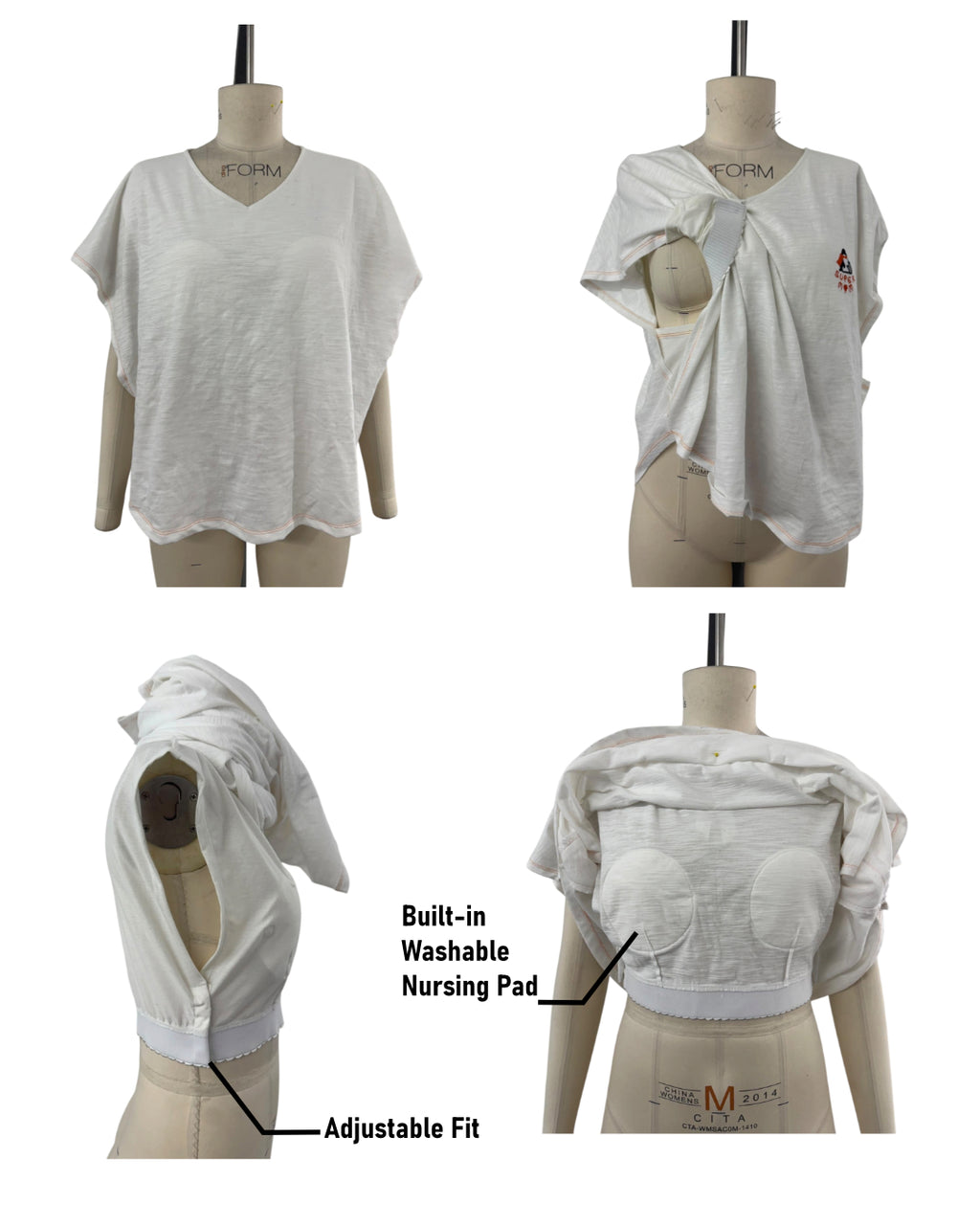 100% Soft Cotton Maternity & Nursing T-Shirt / Penguin Family Embroidery