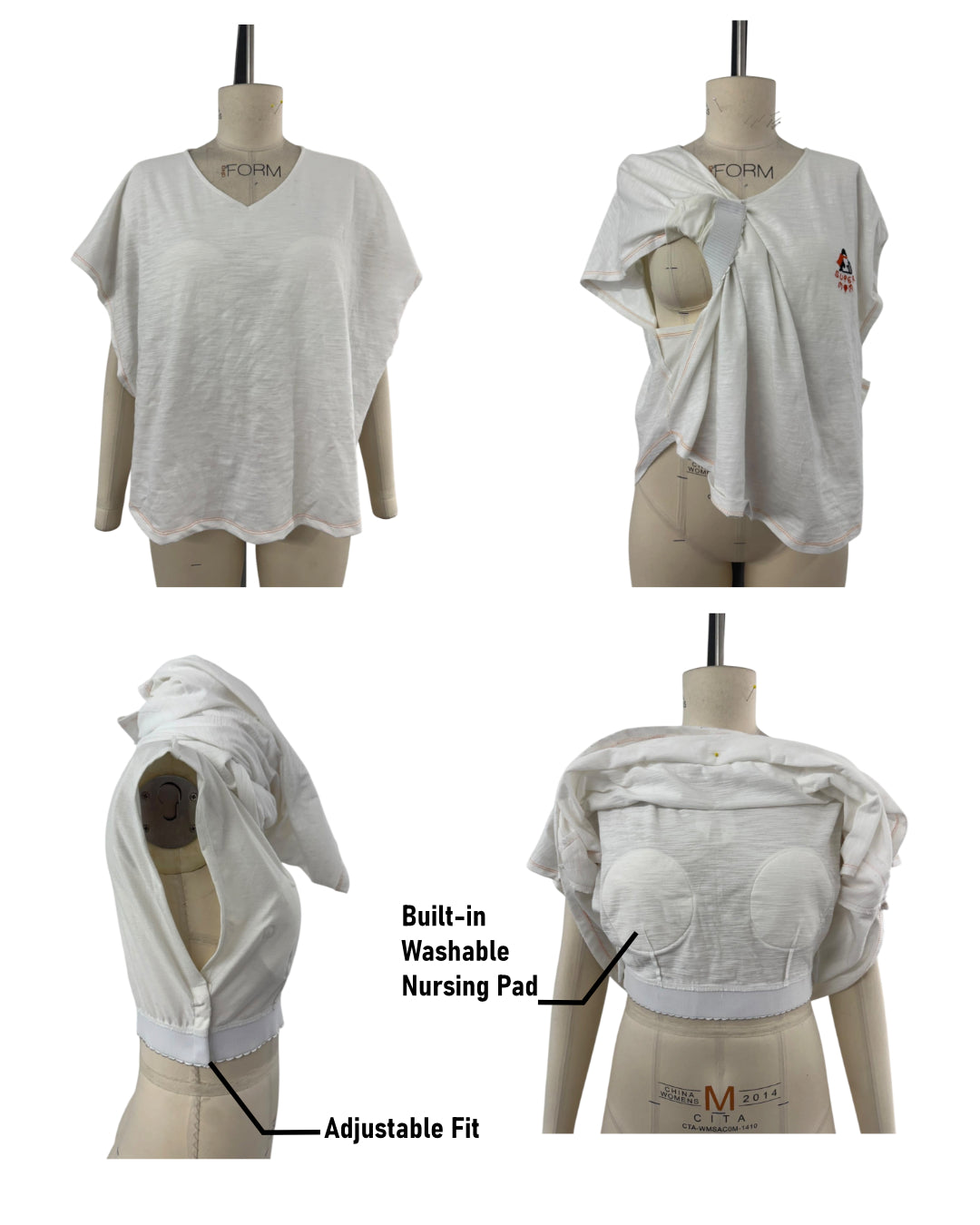 100% Soft Cotton Maternity & Nursing T-Shirt / Penguin Family Embroidery