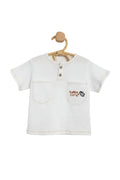Children's t-shirt with 'Super Cute' text on a hanger against a gray background